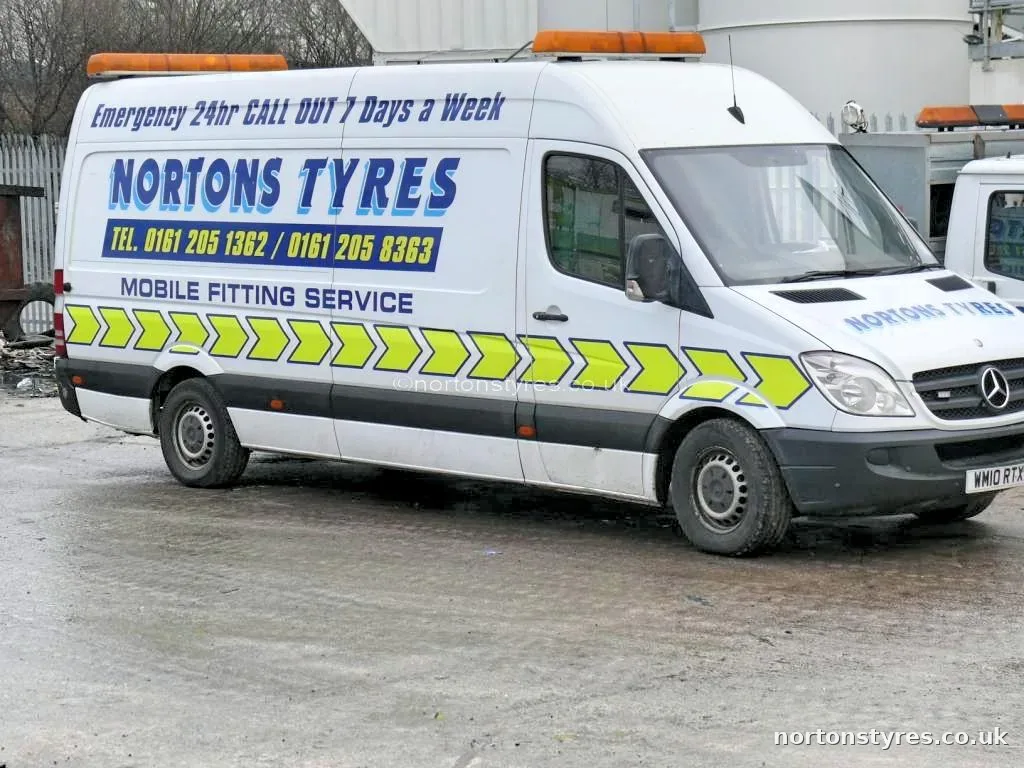 Nortons Tyres mobile fitting van in the yard