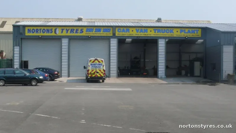 The Nortons Tyres building on Norton Street, Miles Platting, close view