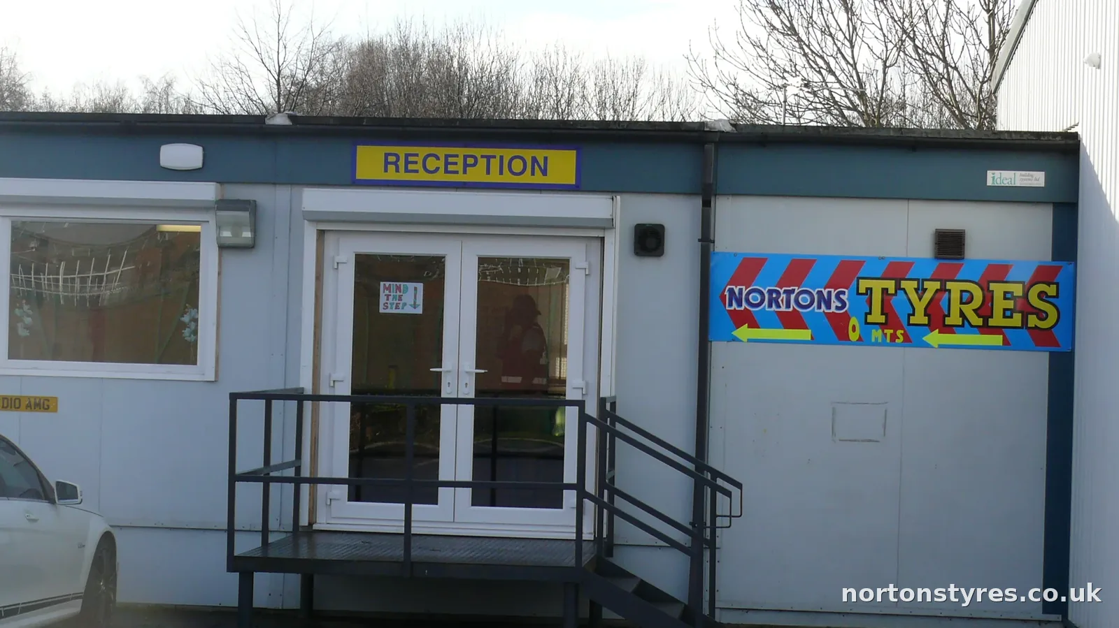 Nortons Tyres reception cabin, close view Nortons Tyres reception cabin, close view
